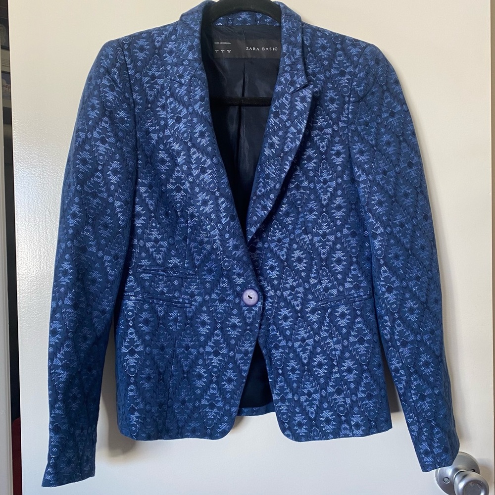 Zara Basic Lined Jacquard Blazer - image 1